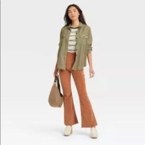 Knox Rose burnt orange caramel corduroy flare jeans size 14